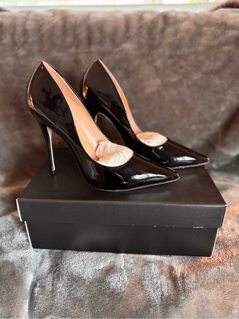 Saks Fifth Avenue 120mm Black Patent Pointed-Toe Stiletto Pumps